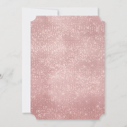 Glitzy Sparkle White Rose Gold Silver Einladung (Rückseite)