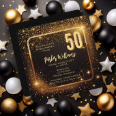 Glitzy Sparkles | Stars Gold 50th Birthday Party Einladung