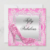 Glitzy Stilettos, Diamonds & Damask Fabulous 50 Einladung (Vorderseite)