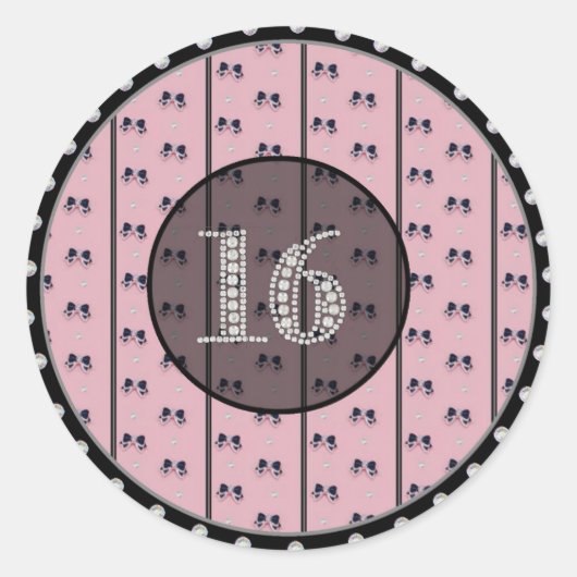 Glitzy Sweet 16 Geburtstagskleber Runder Aufkleber (Vorderseite)