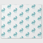 Glitzy White Aqua Sparkle Unicorn Geschenkpapier (Flach)
