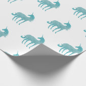 Glitzy White Aqua Sparkle Unicorn Geschenkpapier (Ecke)