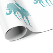 Glitzy White Aqua Sparkle Unicorn Geschenkpapier (Rolleneckpunkt)