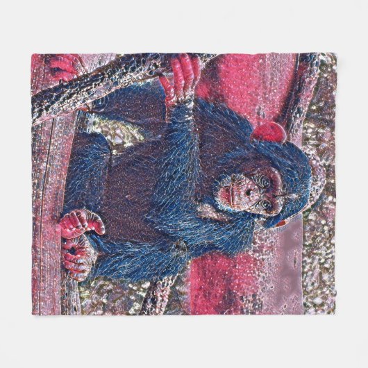 GlitzyAnimal_Chimpanzee_001 Fleecedecke (Vorderseite (Horizontal))