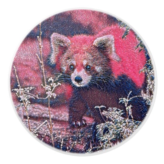 GlitzyAnimal_RedPanda_005 Keramikknauf (Vorderseite)