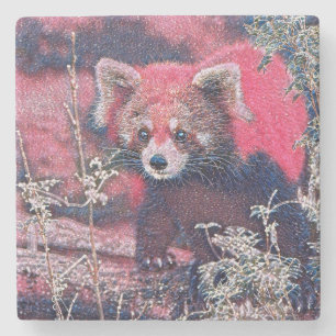 GlitzyAnimal_RedPanda_005 Steinuntersetzer