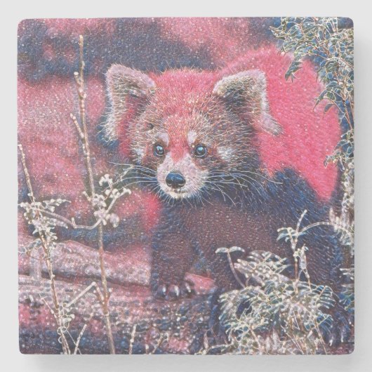 GlitzyAnimal_RedPanda_005 Steinuntersetzer (Vorderseite)