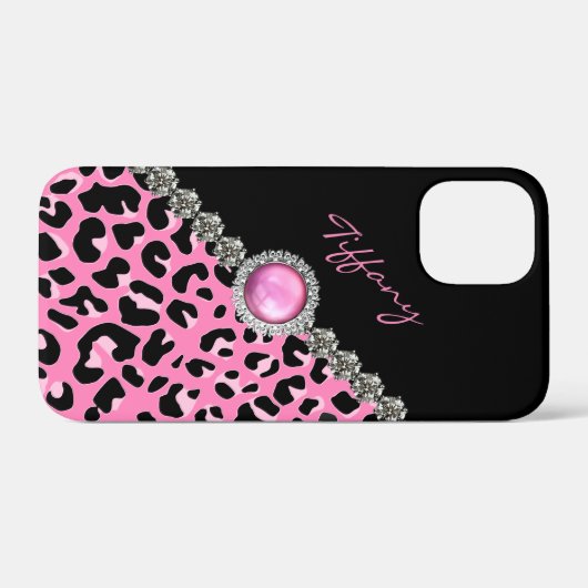 Glitzzy Pink Jaguar Print iPhone Case-Mate iPhone Hülle (Rückseite (Horizontal))