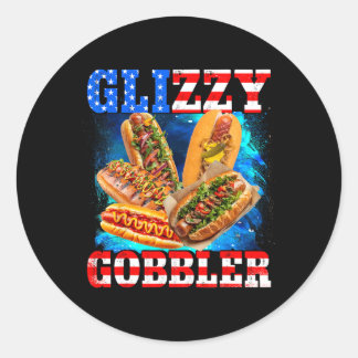 Glizzy Gobbler Lustiger Hotdog 4. Juli Bbq Patriot Runder Aufkleber