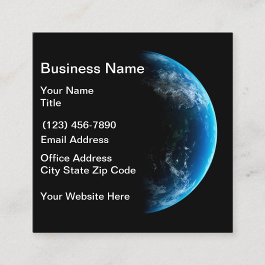 Global Business Cards von Earth Space Quadratische Visitenkarte (Vorderseite)
