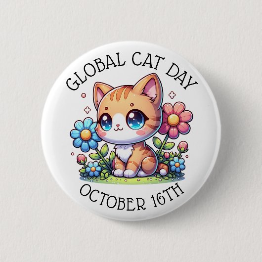 Global Cat Day 16. Oktober Button (Vorderseite)