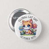 Global Cat Day 16. Oktober Button (Vorne & Hinten)