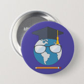 Global Education Graduation Cap Earth Smart Planet Button (Vorne & Hinten)