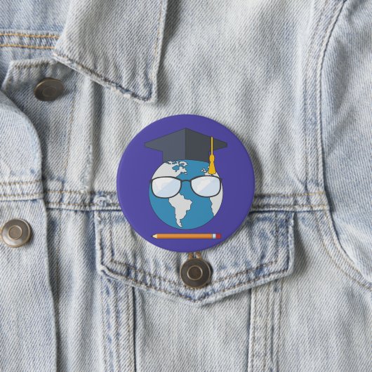 Global Education Graduation Cap Earth Smart Planet Button (Beispiel)