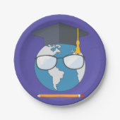 Global Education Graduation Cap Earth Smart Planet Pappteller (Vorderseite)