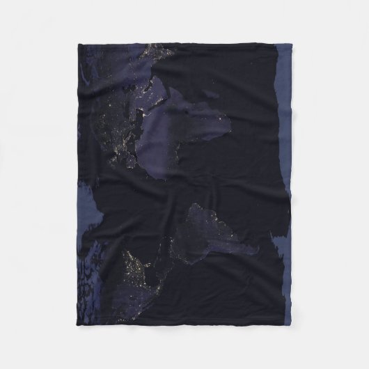 Global Map Earth's City Lights at the Night. Fleecedecke (Vorderseite)