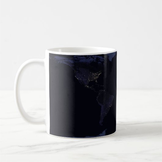 Global Map Earth's City Lights at the Night. Kaffeetasse (Links)