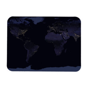Global Map Earth's City Lights at the Night. Magnet