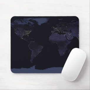 Global Map Earth's City Lights at the Night. Mousepad