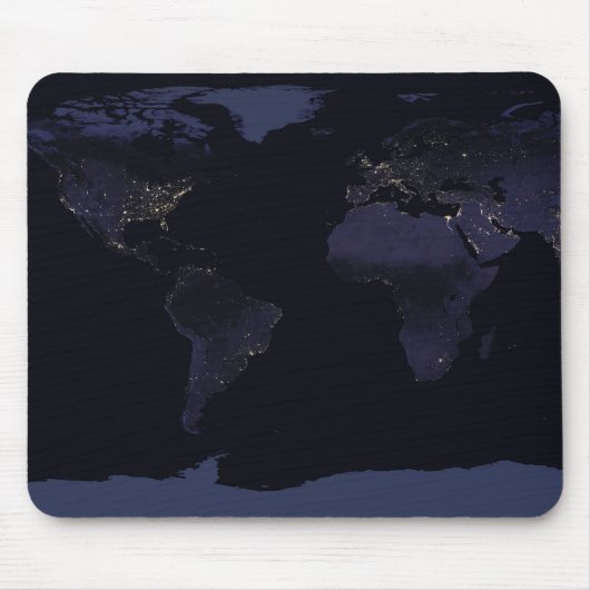 Global Map Earth's City Lights at the Night. Mousepad (Vorne)