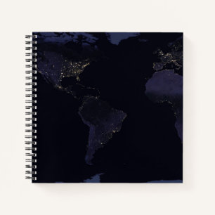 Global Map Earth's City Lights at the Night. Notizblock