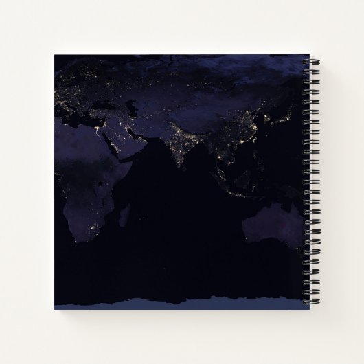 Global Map Earth's City Lights at the Night. Notizblock (Rückseite)