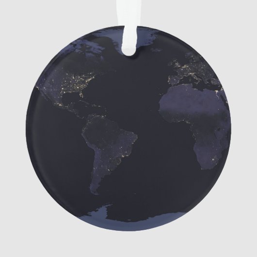 Global Map Earth's City Lights at the Night. Ornament (Rückseite)