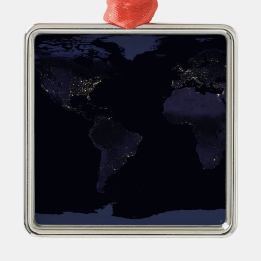 Global Map Earth's City Lights at the Night. Ornament Aus Metall (Vorne)