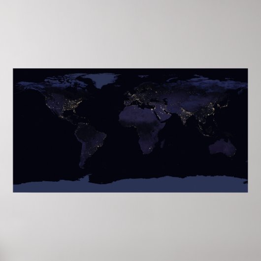 Global Map Earth's City Lights at the Night. Poster (Vorne)