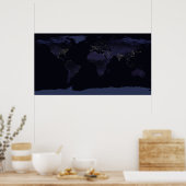 Global Map Earth's City Lights at the Night. Poster (Küche)