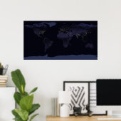 Global Map Earth's City Lights at the Night. Poster (Heimbüro)