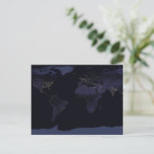 Global Map Earth's City Lights at the Night. Postkarte (Stehend Vorderseite)