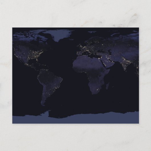 Global Map Earth's City Lights at the Night. Postkarte (Vorderseite)