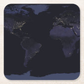 Global Map Earth's City Lights at the Night. Rechteckiger Pappuntersetzer (Vorderseite)