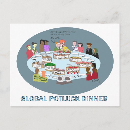 GLOBAL POTLUCK DINNER POSTKARTE (Vorderseite)