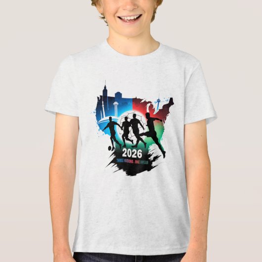 Global Soccer 2026 Three Nations. One Dream. Tri-Blend Shirt (Vorderseite)