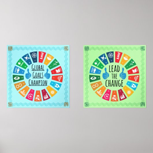 Global Sustainability Goals Poster Prints Wall Art Bilderwand Sets (Vorderseite)