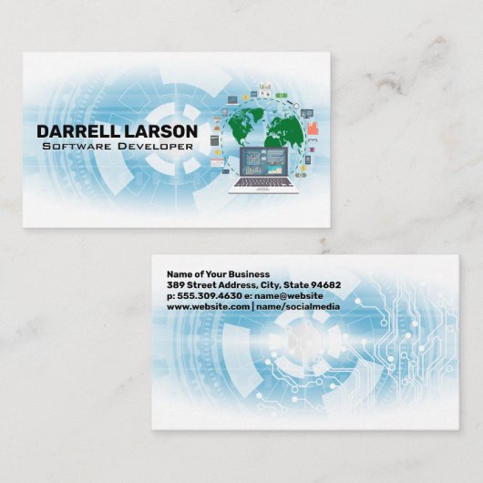 Global Tech | Computer | Ingenieur Visitenkarte (Vorne/Hinten)
