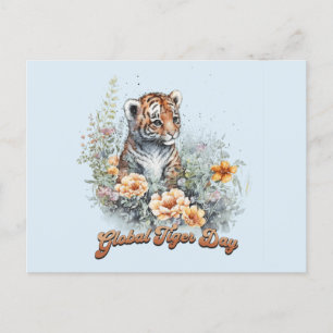 Global Tiger Day, Aquarellbecher Postkarte