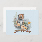 Global Tiger Day, Aquarellbecher Postkarte (Vorne/Hinten)