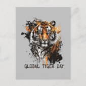 Global Tiger Day, Grunge Tiger Postkarte (Vorderseite)