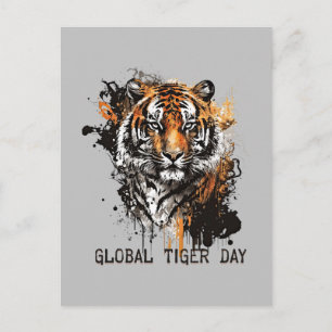 Global Tiger Day, Grunge Tiger Postkarte