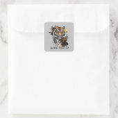Global Tiger Day, Grunge Tiger Quadratischer Aufkleber (Tasche)