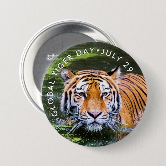Global Tiger Day, TIGER Foto Button (Vorne & Hinten)