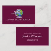 Global Travel Agency Agent Business Card Visitenkarte (Vorne/Hinten)