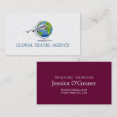 Global Travel Agency Agent Business Card Visitenkarte (Vorne/Hinten)