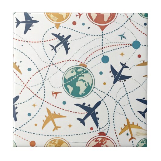 Global Travel Aviation Pattern (2) Fliese (Vorderseite)