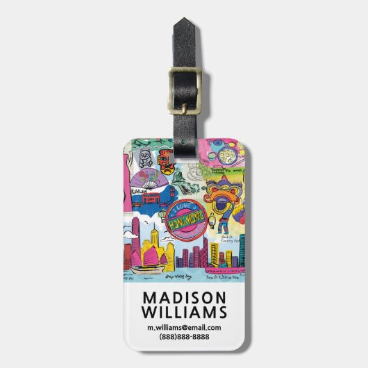Global Travel - Hongkong Gepäckanhänger (Vorderseite vertikal)