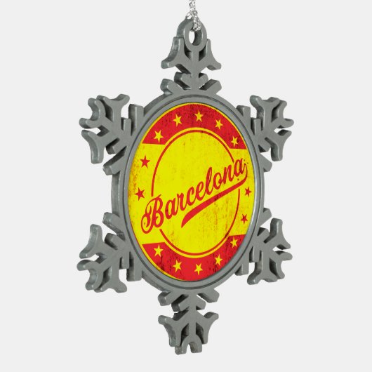 Global Traveller - Barcelona, Spanien Schneeflocken Zinn-Ornament (Links)