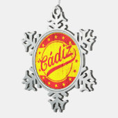 Global Traveller - Cadiz, Spanien Schneeflocken Zinn-Ornament (Rechts)